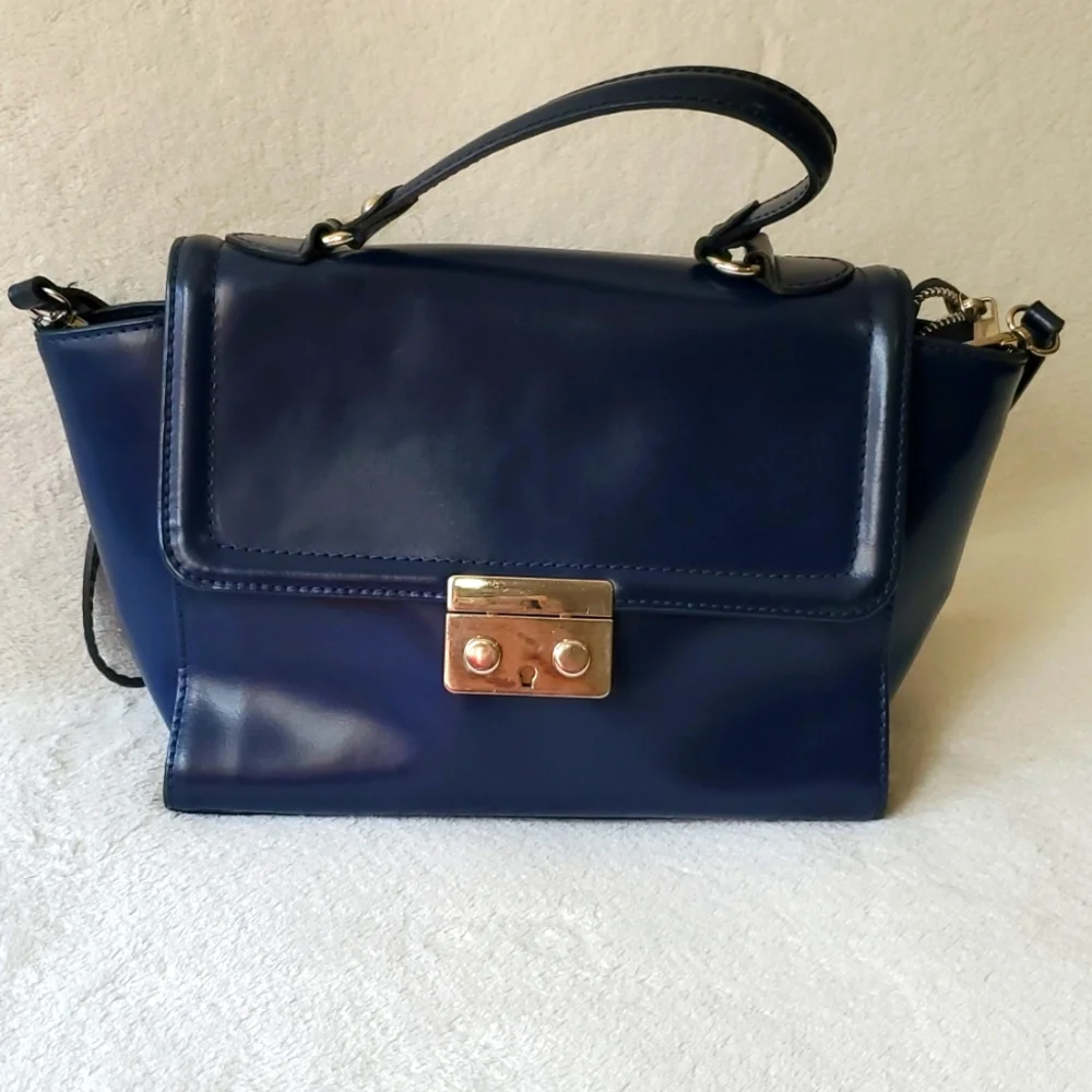 Vera Pelle Blue Crossbody Bag - Picture 1 of 11